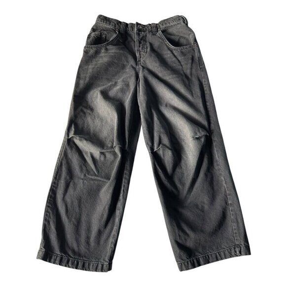 Free People We The Free Twin Flame Mid Rise Cropped Wide Leg Black Jeans Sz 26 - Picture 2 of 10